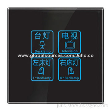 New Hotel Light Touch Switch, Black Glass Panel & Blue LED Glow for Easy Night Use